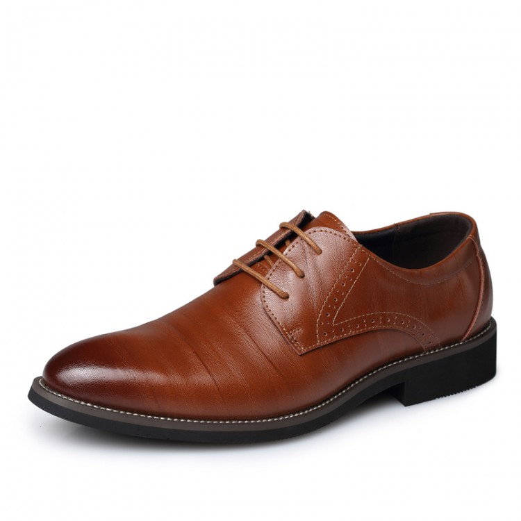 Men's Leather Shoes Brogue Shoes Low-help